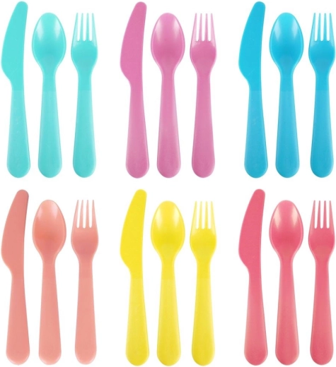 Set di posate in plastica per 6 persone, 18 pezzi