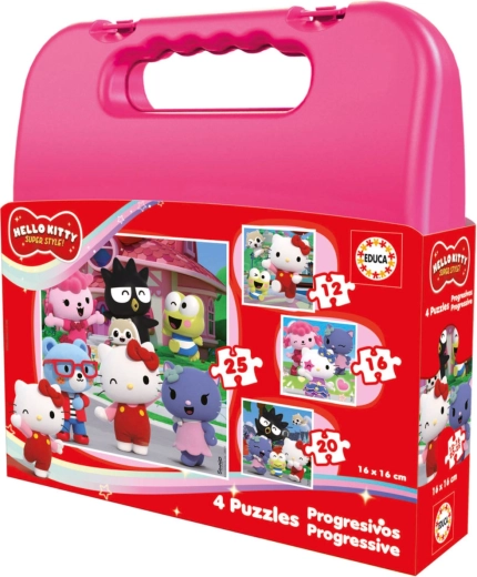 Educa puzzle progressivi in valigetta Hello Kitty 4 in 1 (12–25 pezzi)