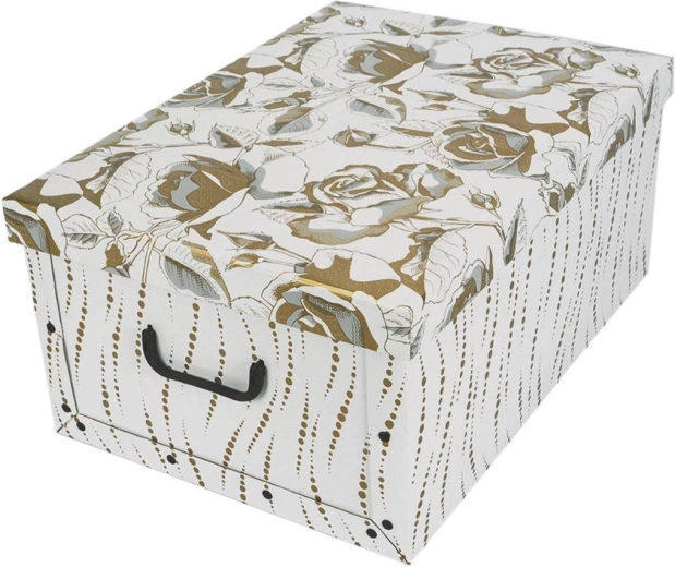 Scatola portaoggetti in cartone maxi Rose dorate