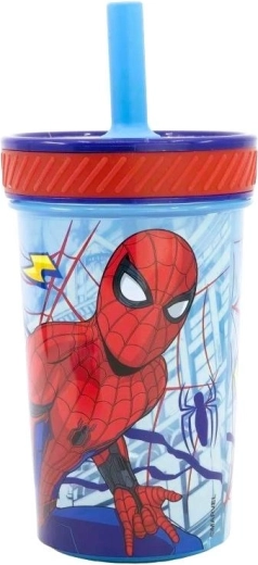 Bicchiere per bambini sicuro con cannuccia Spider-Man - 1 pezzo