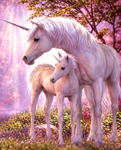 Norimpex Dipingere con i numeri Unicorno – giumenta con puledro 40 × 50 cm