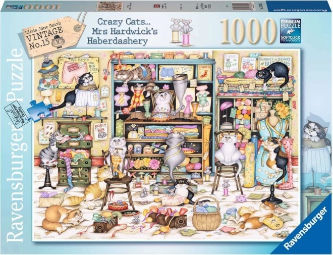 Puzzle RAVENSBURGER Crazy Cats – giochi di gatti in merceria, 1000 pezzi