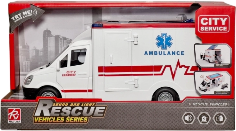 Ambulanza giocattolo per bambini con luce e suoni - 1 pezzo