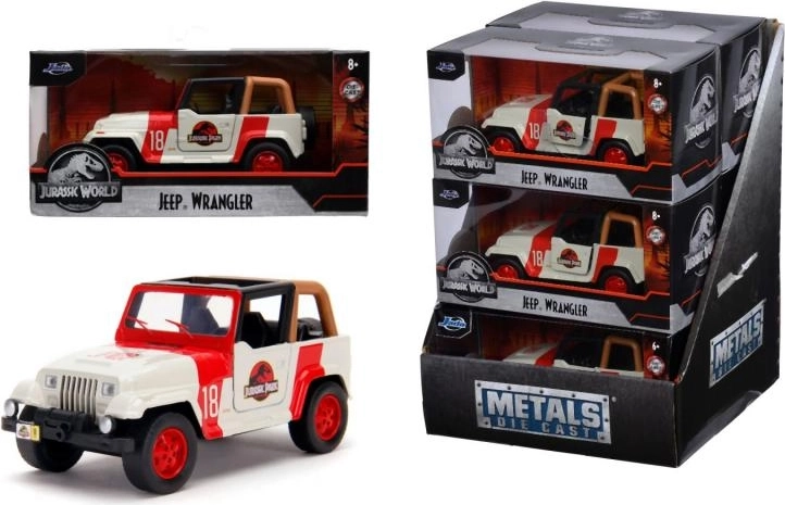 Modello in metallo Jeep Wrangler Jurassic Park 1:32 con portiere apribili