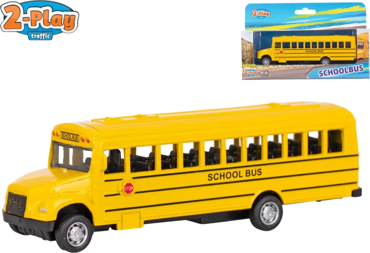 2-Play scuolabus americano con meccanismo a retrocarica 14 cm