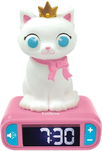 Sveglia per bambini con luce notturna 3D Gattina LEXIBOOK