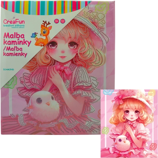 Pittura con diamanti – bambola rosa 25 × 30 cm