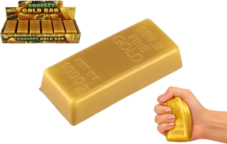 Mattone d'oro antistress da schiacciare - 1 pezzo