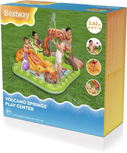 Centro giochi gonfiabile dinosauri con scivolo e spruzzatore d’acqua