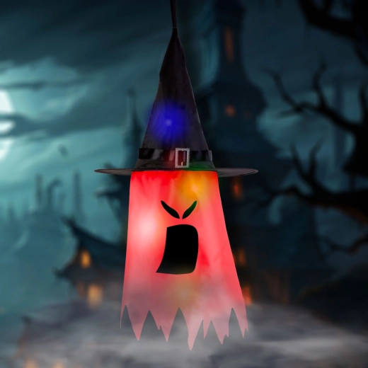 Decorazione LED sospesa di Halloween a forma di fantasma rosso