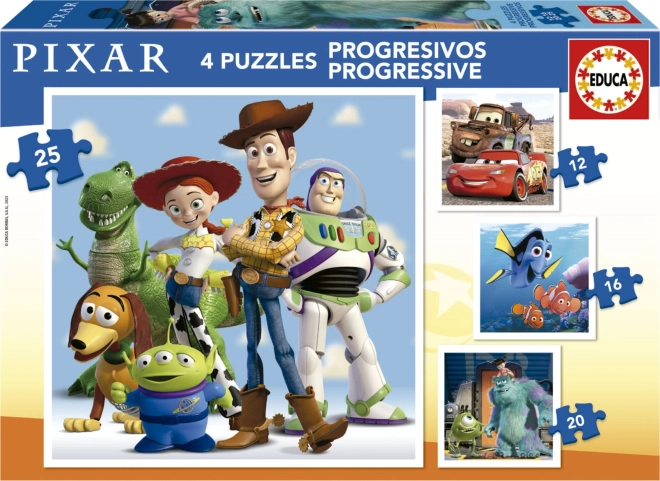 EDUCA Puzzle Disney Pixar 4in1 (12,16,20,25 pezzi)