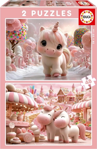 Puzzle Educa Unicorni Dolci 2×48 pezzi