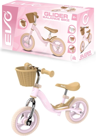 EVO bicicletta senza pedali per bambini Glider rosa con cestino