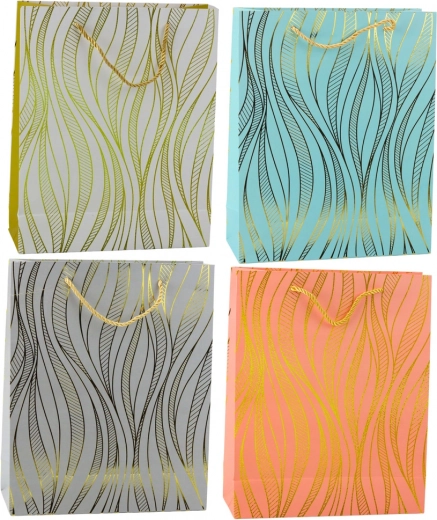 Borsa regalo di carta con onde dorate 32 × 26 × 12 cm