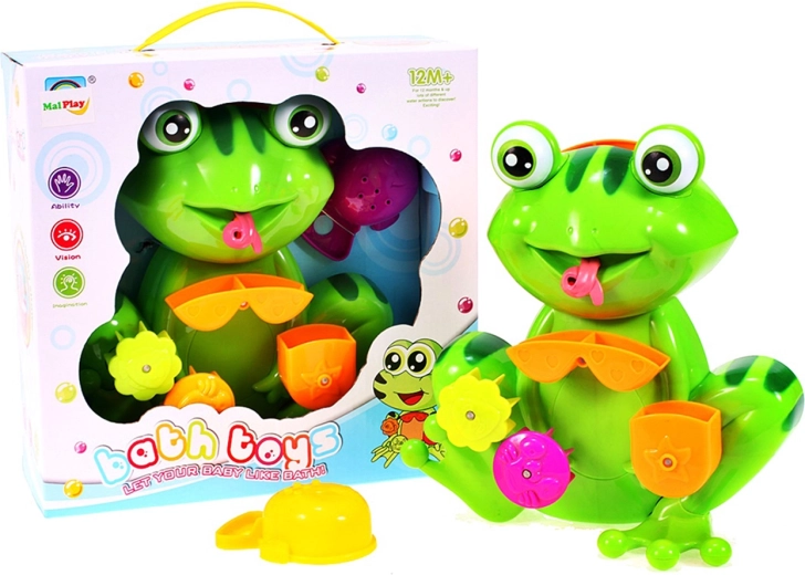 set da bagno a forma di rana con ventosa e colino