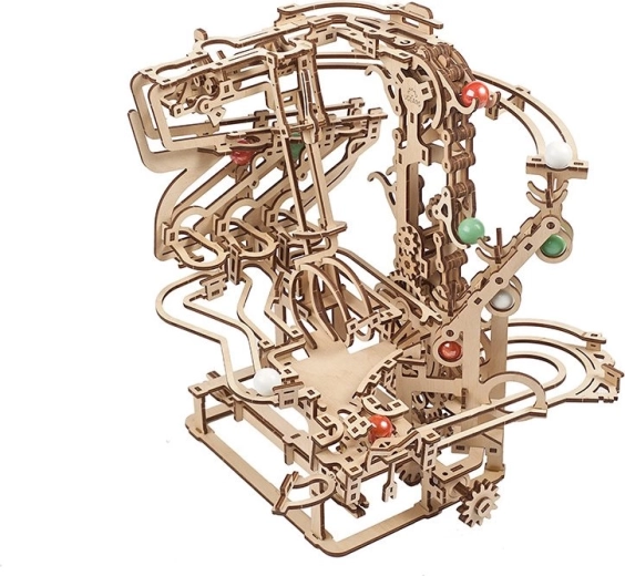 Pista a biglie meccanica in legno UGEARS con trasmissione a catena – puzzle 3D