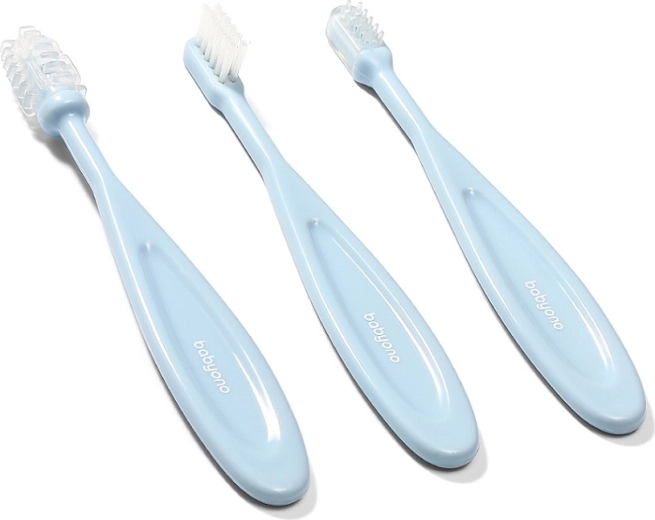 Babyono set di spazzolini da denti per bambini 3 pz turchese