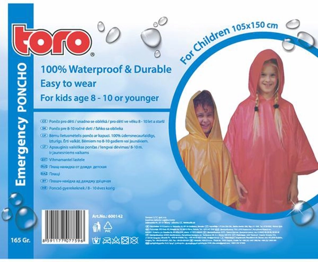 Poncho antipioggia per bambini 8–10 anni