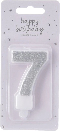 Candela per torta numero 7 argento