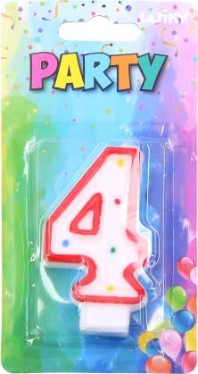 Candela per festa numero 4 rossa