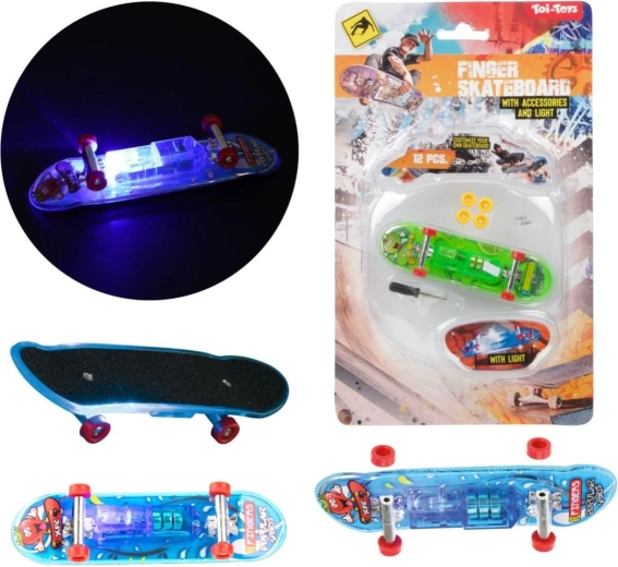 Skateboard da dito con luce 9,5 cm – mini fingerboard in plastica