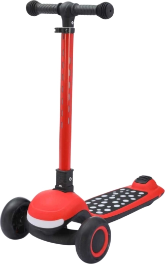Monopattino pieghevole 3 in 1 per bambini con luci e musica, rosso