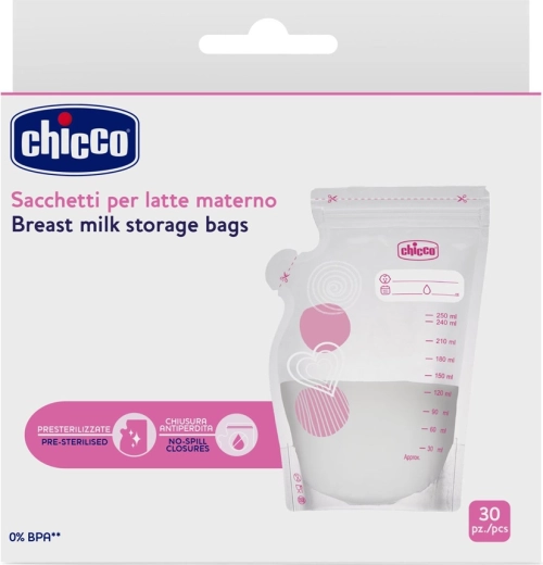 Chicco sacchetti per latte materno 250 ml, 30 pz