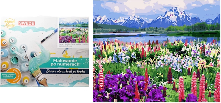 Dipingi con i numeri Sopra il lago di montagna