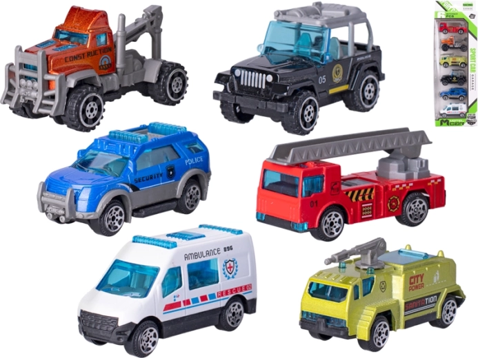 Set di macchinine in metallo 6 pezzi (6,5–7,5 cm)