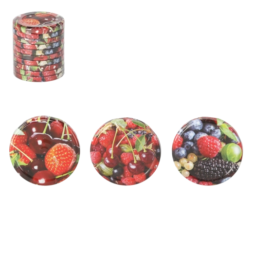Set di coperchi per conserve 82 mm con motivo frutta, 10 pz