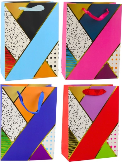 Borsa regalo in carta motivi geometrici 23 x 18 x 10,5 cm