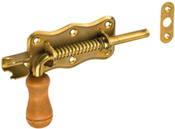 Catenaccio a molla con terminale in legno 150 × 50 mm, zinco giallo