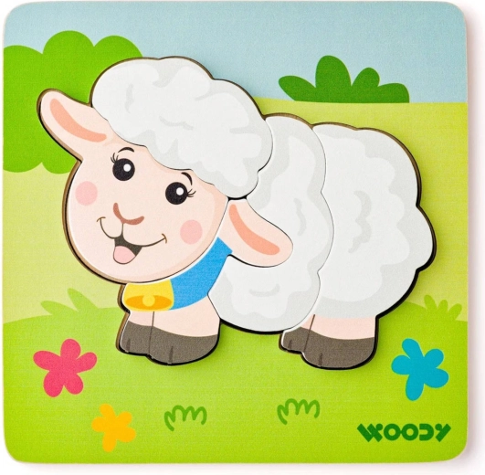 Puzzle a incastro Woody baby pecorella 5 pezzi su tavoletta - 1 pezzo