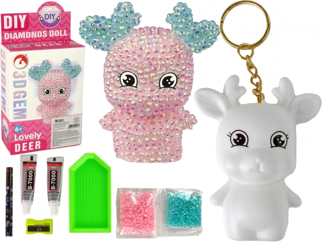 Kit creativo DIY renna rosa di diamante ciondolo 3D con cristalli