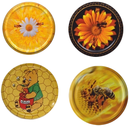 Set di coperchi metallici 82 mm con motivo ape – 10 pz