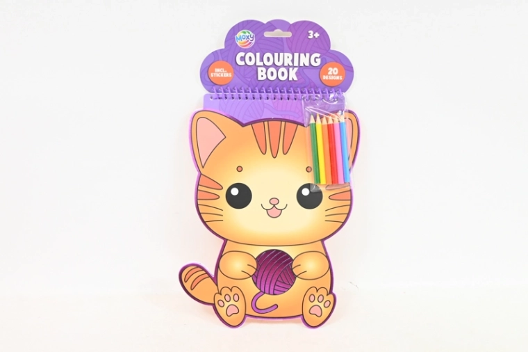 Album da colorare con gatti e 6 matite colorate (20 fogli)