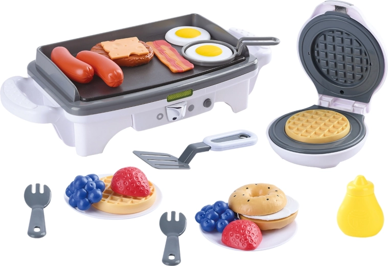 Set da cucina Playgo con piastra per waffle e griglia con effetti - 1 pezzo