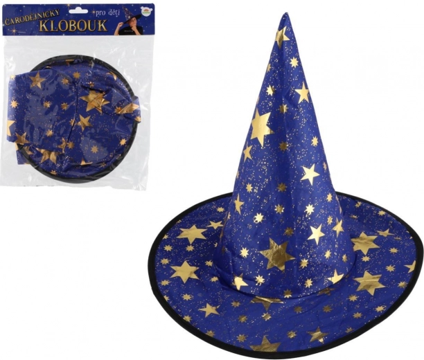 cappello da strega/stregone per bambini blu‑oro, diametro 38 cm
