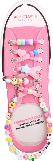 Set di accessori decorativi per lacci – perline colorate e scritta estiva