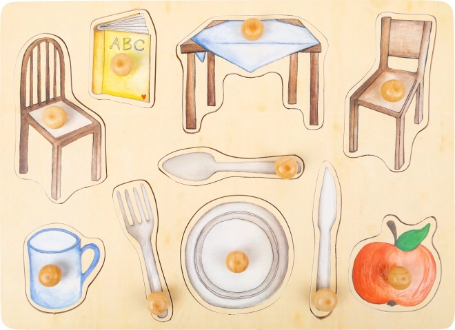 small foot puzzle in legno oggetti quotidiani