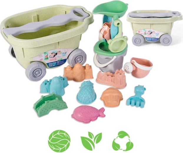 Woopie Green set per sabbia con carrello – giocattolo ecologico da 13 pezzi