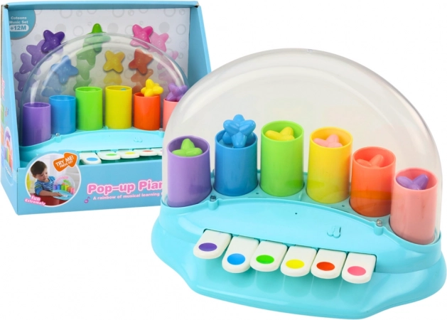 Baby Pianino Interattivo con stelline a molla Blu