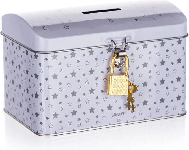 Salvadanaio a forma di scrigno 4Kids bianco in latta 12,8 × 8,4 × 8,4 cm