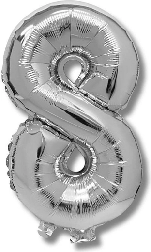 Palloncino in foil numero 8 argento 40 cm