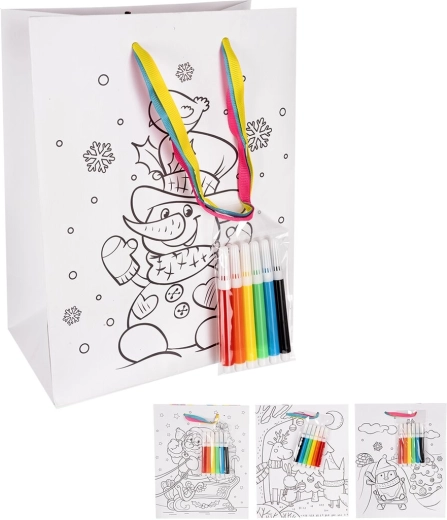 Borsa regalo in carta da colorare con pennarelli 18 × 10 × 23 cm (mix di motivi)