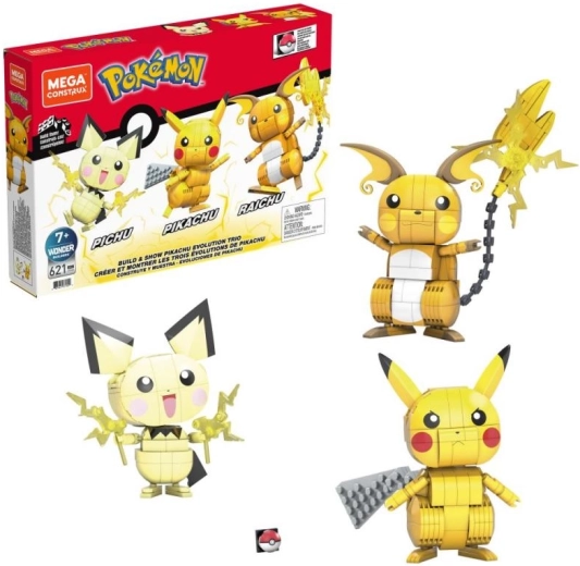 Mega Construx set di costruzioni POKÉMON: Pikachu e il suo trio evolutivo