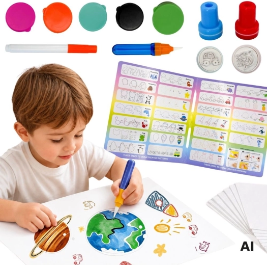 Woopie pennello magico – set creativo per disegnare con timbri per bambini 3+ - 1 pezzo