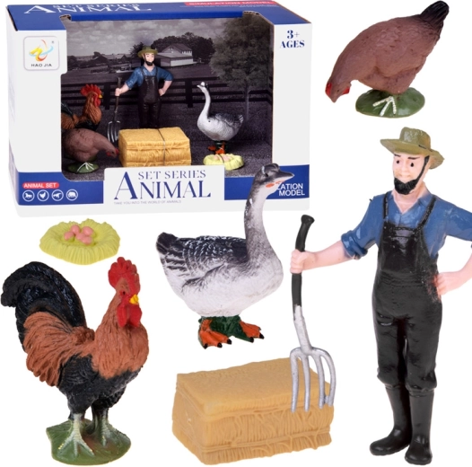Set di figurine del contadino e degli animali da fattoria