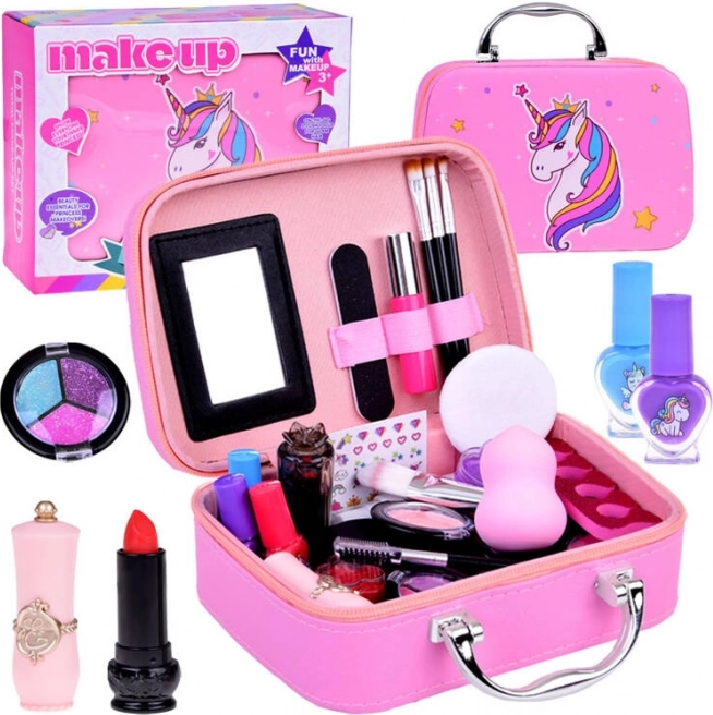 Beauty case cosmetico per ragazze con unicorno rosa 19,5 x 14 x 7 cm