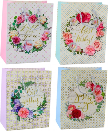 Borsa Regalo Motivi Floreali Best Wishes 23 x 18 x 10,5 cm